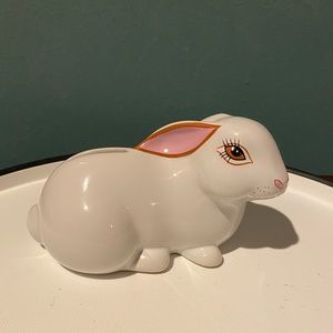 Lynn Chase Designs Ceramic Bunny Rabbit Coin Bank with Butterfly Neiman Marcus